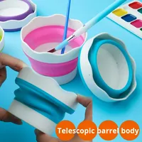 Mini seau pliable en silicone pratique pour le dessin en plein air, porte-pinceaux de peinture, facile à transporter, fournitures artistiques