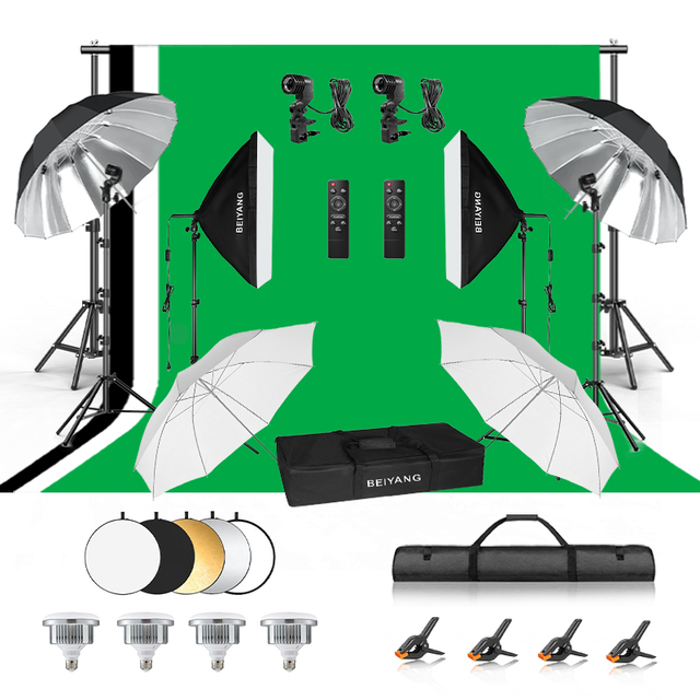 Adjustable Photography Backdrop Stand Kit 2.6x3m Portable Photo Studio Support System for Green Screen Portrait Streaming