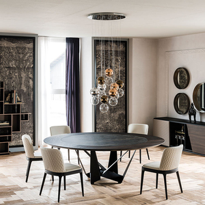 Set da Pranzo di Lusso con Tavolo Rotondo in Metallo Design Marmo per 12 Persone - Product Image 4