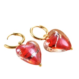 Pendientes colgantes con forma de corazón de 21mm, acero inoxidable, chapado en oro, colgante de turquesa, joyería para mujer, accesorios de moda - Product Image 5
