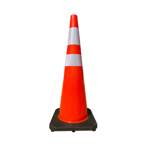 Cône de signalisation routière réfléchissant en PVC de 90 cm, durable, flexible, empilable, pour la sécurité routière, le stationnement, les autoroutes et la gestion des foules - Product Image 2