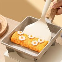Spatula Silikon Terpadu Kepala Lebar Anti Lengket Aman untuk Panci Tahan Panas, Pengikis untuk Pancake Steak Teppanyaki