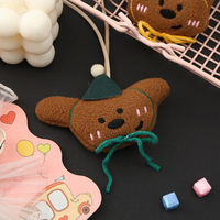 Porte-clés ours en peluche mignon GF, style Miu, avec boucle cœur et dragonne, breloque de sac de dessin animé, ornement suspendu pour clé de voiture et décoration de sac