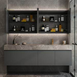 Mueble de Baño de Madera Estilo Europeo para Hotel, Mueble de Baño Moderno de Lujo Montado en <span class=keywords><strong>la</strong></span> Pared con Lavabo - Product Image 3