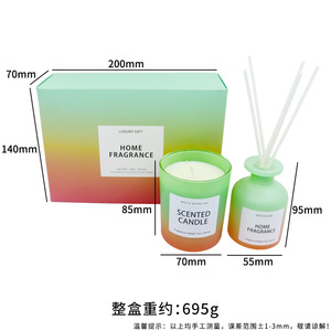 <b>Home</b> Fragrance Gift Box Soy Wax Handcrafted Reed Diffuser & Candle Set Alcohol-Free Lead-Free Round Shape 6-Month Duration - Product Image 6