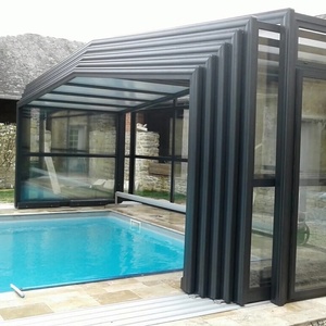 Véranda de <span class=keywords><strong>Piscine</strong></span> Extérieure Sur Mesure en Verre, Couverture Coulissante Électrique avec Panneaux en Polycarbonate - Product Image 4