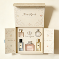 Boîte magnétique de luxe pour parfum à double ouverture, gaufrage à chaud doré, design élégant à double ouverture, emballage haut de gamme pour parfum en carton
