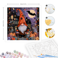 CHENISTORY Peinture par numéros DIY Illustration de dessin animé d'Halloween sur toile pour adultes Cadeau DIY Peinture acrylique sur toile