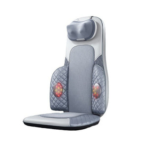 Massage Cushion For Neck Back Waist Shoulder Vibration Kneading Heating Plug In PU Leather Rectangular Trapezoid Luxury Gray - Product Image 4