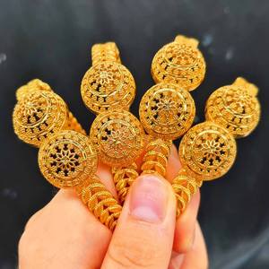 Dubai lujo oro joyería boda novias pulsera abierta 24K chapado en oro ajustable brazalete al por mayor - Product Image 6