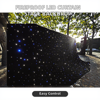 Rideau lumineux LED en coton de haute qualité, effet cyclorama étoilé, avec contrôle, pour décoration de bar, boîte de nuit, mariage, fête, bleu