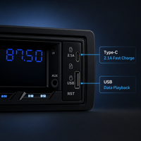 VOLOX 6-CH-RCA 1 DIN Araba Oynatıcısı için 50Wx4 Yüksek Güçlü 7 Renkli Işıklar Stereo Çift USB Uzaktan Kumandalı FM Verici