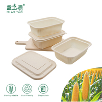 Boîte à lunch rectangulaire biodégradable en amidon de maïs, conteneur jetable pour la préparation des repas, personnalisable