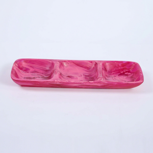 Plateau de service décoratif en verre ambré abstrait à trois compartiments, design moderne pour la décoration de table de Diwali, de mariage ou d'anniversaire - Product Image 1