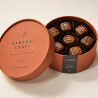 Boîte cadeau en papier kraft écologique de luxe à bords roulés pour chocolat, emballage artisanal personnalisé pour confiseries