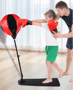 Ensemble de boxe à pédale pour enfants avec ballon de vitesse réglable, sac de frappe rouge et noir, jouet d'entraînement de réaction pour fitness en intérieur - Product Image 2