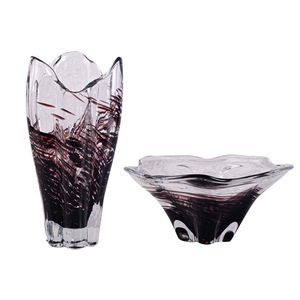 Jarrón de cristal irregular con diseño de ondas y flores, decoración artística para el hogar, con apertura gradual. - Product Image 5