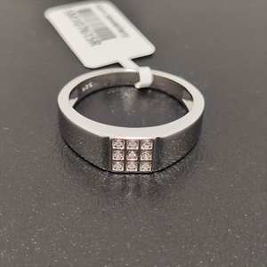 Anello da Uomo a Fascia Larga in Argento Sterling S925 con Griglia Quadrata e Pietre CZ, Anello da Cerimonia e Business per Gentiluomini - Product Image 4