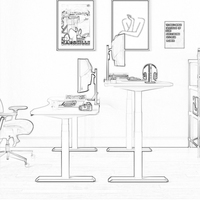 Bureau d'ordinateur moderne en métal, réglable en hauteur par bouton, installation sur deux pieds, simple, capacité de charge 120 kg, pour le bureau
