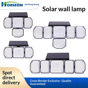 Lampe solaire extérieure de jardin à LED multi-têtes rotatives, détection de mouvement, IP65, télécommande - Product Image 2