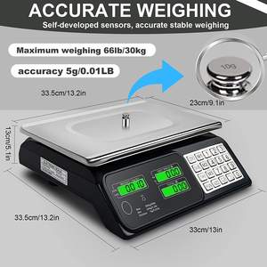 बाजार इलेक्ट्रॉनिक मूल्य कंप्यूटिंग वजन स्केल 40 किलो 2 ग्राम डिजिटल स्केल एलईडी/एलसीडी डिस्प्ले के साथ - Product Image 3