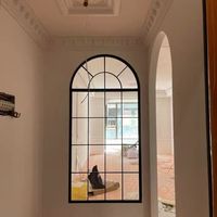 Ventana de aluminio romántica de estilo francés personalizada, cristal arqueado para Villa, mansión, auditorio, sala de estar corredera abierta fija
