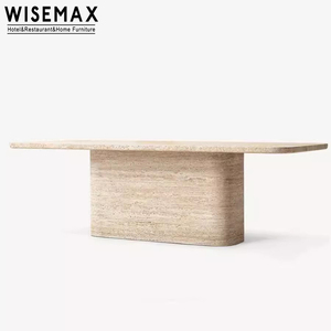 Wisemax hiện đại sang trọng ăn uống đồ nội thất kích thước lớn travertine bàn ăn khách sạn hình chữ nhật bằng đá cẩm thạch bàn ăn cho 10 - Product Image 1