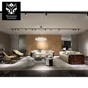 Moderno lussuoso divano componibile in pelle <span class=keywords><strong>Beige</strong></span> 321 con caratteristica allungabile impiallacciatura di legno <span class=keywords><strong>marrone</strong></span> per Villa soggiorno Hotel Lobby - Product Image 5