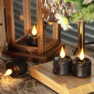 เทียนอิเล็กทรอนิกส์สีดำแบบชาร์จไฟผ่าน USB ไฟ <span class=keywords><strong>LED</strong></span> ไร้เปลวไฟ กระพริบได้ สำหรับตกแต่งโต๊ะบ้านสไตล์โมเดิร์น - Product Image 4