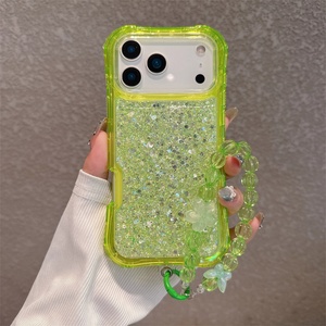 Funda de Celular 3 en 1 con Brillantina y Lentejuelas de Lujo para iPhone 13 14 15 16 Pro Max 17 Air con Brazalete de Cuentas - Product Image 4