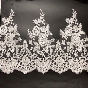 ลูกไม้ปักลายดอกไม้สีงาช้างสำหรับงานแต่งงานพร้อม LT2589B ปักเลื่อม - Product Image 1