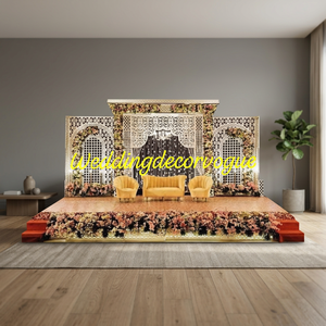 Luxury Wedding Stage Backdrop <b>Decoration</b> Floral <b>Arch</b> Mandap Setup Event Party Hall Decorative Panel Indian Supplier - Product Image 4