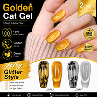 AS 15ml Vernis à ongles gel magnétique effet œil de chat dégradé doré, pailleté scintillant, semi-permanent UV pour nail art