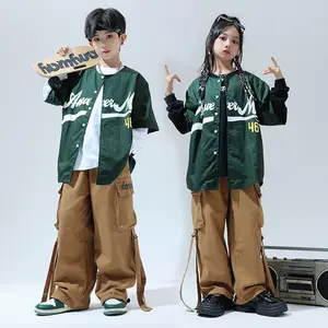 Hop çocuk moda giyim erkek ve kız hiphop yakışıklı marka set sokak dans performansı kostümleri