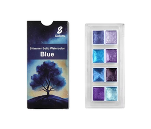 Kit d'aquarelle métallisée scintillante - 6, 8 ou <span class=keywords><strong>12</strong></span> teintes bleues/violettes - Ensemble de peinture portable pour calligraphie et peinture - Product Image 1