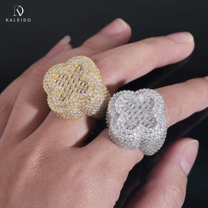 Kaleido Joyería Hip Hop al por Mayor, Anillos de Plata de Ley 925 Chapados en Oro para Hombre, con Trébol de Cuatro Hojas y Moissanita VVS Iced Out - Product Image 2