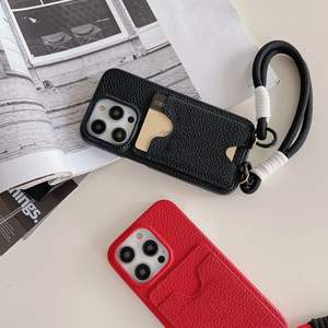 Coque de téléphone élégante en cuir PU avec fente pour carte et lanière, housse de téléphone antichoc pour iPhone 17 16 15 14 <span class=keywords><strong>13</strong></span> 12 Pro Max Plus - Product Image 4