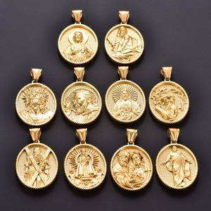Pendentifs chrétiens en acier inoxydable Jésus Vierge Marie pour colliers DIY, pour femmes et hommes, chaîne couleur or, breloque, bijoux religieux en métal - Product Image 2