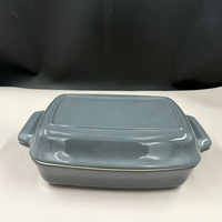 Plat de cuisson rectangulaire moderne en grès céramique avec couvercle pour la restauration, en gros