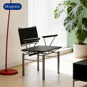 Modern Luxury Leisure Sofa <b>Chair</b> Art Deco Bauhaus Design Metal Legs Leather <b>Cover</b> Bedroom Apartment Furniture - Product Image 1