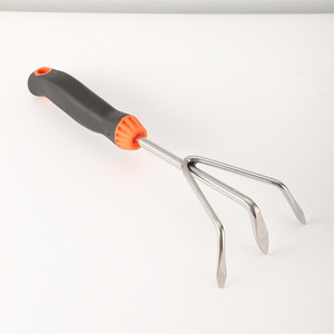 Garden Cultivator Tool Aluminum Alloy 3 Prong With Black Orange Handle For Soil Aeration And Weeding - Product Image 1