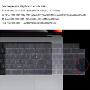 Coque de <span class=keywords><strong>clavier</strong></span> transparente version japonaise pour <span class=keywords><strong>MacBook</strong></span> <span class=keywords><strong>Air</strong></span> 13,6" 15 A3113/A3114/A2681/A2941 & Pro 14 16,2 A2918/A2992/A2779/A2780/A2991 - Product Image 4