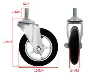 Roulettes de 4 pouces Durable Polyuréthane Nylon Acier Polypropylène Matériau - Product Image 5