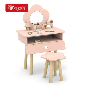 Bán buôn thắp sáng trẻ em bằng gỗ Vanity bảng & Phân với gương w08h218 - Product Image 4