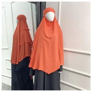 Hot Bán Thổ Nhĩ Kỳ Dubai Rắn Màu Đầu Khăn Đồng Bằng Ba Lớp Ngay Lập Tức Khimar Hijab Cho Phụ Nữ