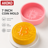 AKOKO Moule en silicone de 7 pouces pour gâteau mousse géant, motif pièce de monnaie, forme cylindrique, pour desserts et pâtisseries, idéal anniversaires et fêtes