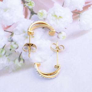 Pendientes con Diseño de Cruz y Cristales, Joyería de Acero Inoxidable con Baño de Oro PVD para Mujer, Fábrica China - Product Image 2