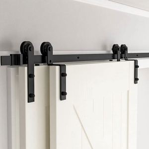 WEKIS Herrajes Modernos Negros de Aleación de Zinc y Acero para Puertas Correderas, Accesorios Industriales para Puertas Correderas Dobles de Exterior, Colgantes - Product Image 2