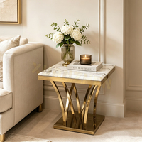 Meubles de salon, table d'appoint en marbre, table basse moderne, table centrale en acier inoxydable, table d'appoint pour salon, hôtel, villa