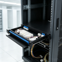 Caja Terminal de Fibra Óptica SC Dúplex de 24 Puertos 1U con Cajón Extraíble, Panel de Conexiones ODF de Alta Resistencia para Montaje en Rack para FTTH y Centros de Datos